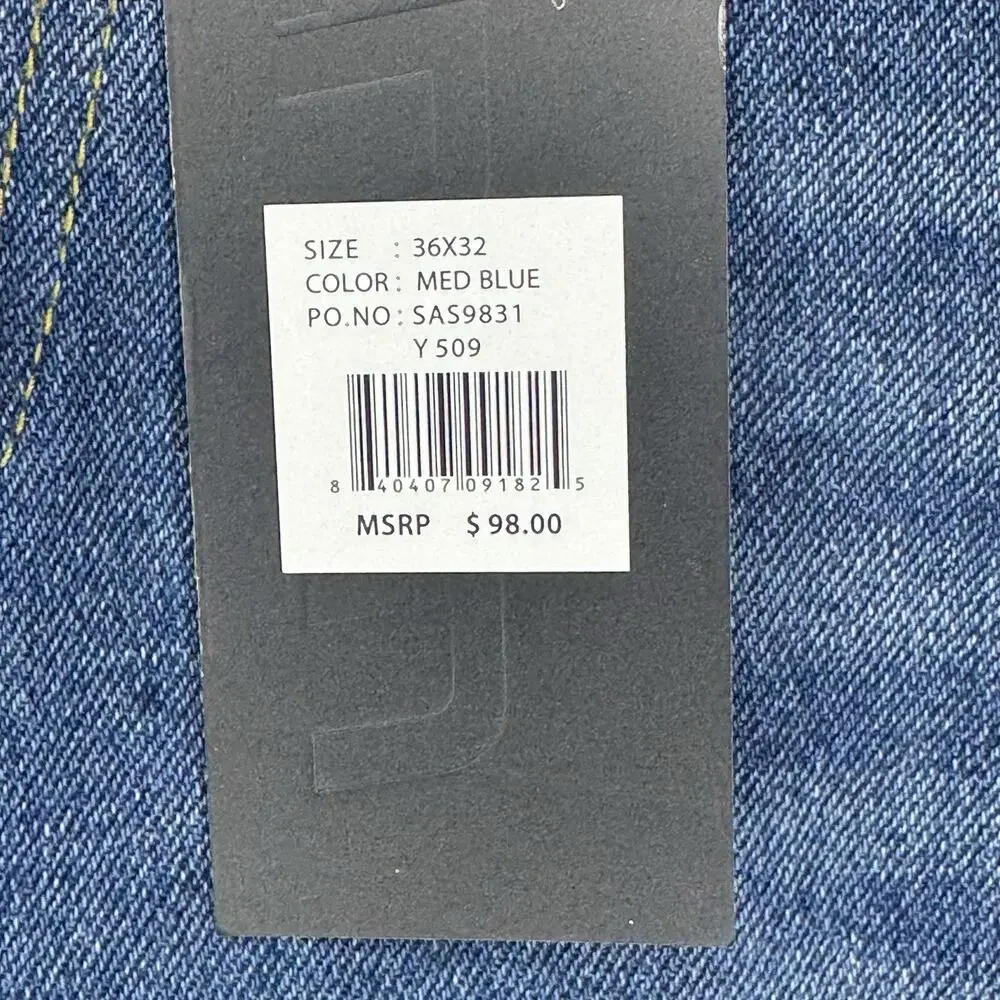 FUBU 05 Embroidered Logo Jeans Mens 36x32 Blue Denim Straight Fit Y2K